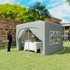 "Outsunny" pavėsinė 3x3 m, vandens nepraleidžianti, stabili, žiemai atspari iššokanti sulankstoma pavėsinė, apsauga nuo UV spindulių 50+, sulankstoma vakarėlių palapinė, sodo palapinė su 4 šoninėmis sienelėmis, sodo pavėsinė kempingui sode, šviesiai pilka