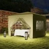 „Outsunny“ pavėsinė 3x3 m, vandeniui atspari, stabili, tinkama žiemai, surenkama sulankstoma pavėsinė, UV apsauga 50+, sulankstoma vakarėlių palapinė, sodo palapinė su 4 šoninėmis sienelėmis ir krepšiu, skirta sodui ir stovyklavimui, smėlio spalvos