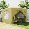„Outsunny“ pavėsinė 3x3 m, vandeniui atspari, stabili, tinkama žiemai, surenkama sulankstoma pavėsinė, UV apsauga 50+, sulankstoma vakarėlių palapinė, sodo palapinė su 4 šoninėmis sienelėmis ir krepšiu, skirta sodui ir stovyklavimui, smėlio spalvos