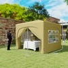 „Outsunny“ pavėsinė 3x3 m, vandeniui atspari, stabili, tinkama žiemai, surenkama sulankstoma pavėsinė, UV apsauga 50+, sulankstoma vakarėlių palapinė, sodo palapinė su 4 šoninėmis sienelėmis ir krepšiu, skirta sodui ir stovyklavimui, smėlio spalvos