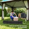 Outsunny pavėsinė 4x4 m vandeniui atspari reguliuojamo aukščio iššokanti sulankstoma pavėsinė su tinklinėmis sienelėmis UV 50+ sulankstoma vakarėlių palapinė sodo palapinė su krepšiu smėlio maišai sodo pavėsinė kempingui, sodo festivaliui, smėlio spalvos