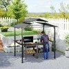 Outsunny kepsninių pavėsinė 250 x 160 x 250 cm, vandeniui atspari sodo pavėsinė su dvigubu stogu, šoninėmis lentynomis, UV apsauga, BBQ pavėsinė, sodo palapinė kepsninėms, vakarėliams, juoda