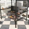 Outsunny kepsninių pavėsinė 250 x 160 x 250 cm, vandeniui atspari sodo pavėsinė su dvigubu stogu, šoninėmis lentynomis, UV apsauga, BBQ pavėsinė, sodo palapinė kepsninėms, vakarėliams, juoda