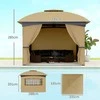 Outsunny sodo pavėsinė, apie 3,4x3,4 m, atspari vandeniui, su 4 šoninėmis sienelėmis, dvigubu stogu, vakarėlių palapinė su UV apsauga, sodo palapinė su cinkuoto metalo rėmu, smėlio spalvos