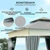 "Outsunny" pavėsinė su dvigubu stogu, 3x3 m Vandeniui atspari, stabili, atspari žiemai Sodo pavėsinė su tinkleliu nuo uodų, šoninės dalys, metalinė sodo pavėsinė, skirta sodui, terasai, tamsiai pilka