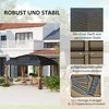 Outsunny paviljonas su kietu stogu, 4x3 m, vandeniui atsparus, stabilus, žiemai tinkamas sodo paviljonas su tinkleliu nuo uodų, kabliukais, šoninėmis sienelėmis, arkinis stogas, aliumininis sodo paviljonas, sodui, terasai, rudas