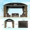 Outsunny paviljonas su kietu stogu, 4x3 m, vandeniui atsparus, stabilus, žiemai tinkamas sodo paviljonas su tinkleliu nuo uodų, kabliukais, šoninėmis sienelėmis, arkinis stogas, aliumininis sodo paviljonas, sodui, terasai, rudas