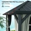 "Outsunny" pavėsinė su kietu stogu, maždaug 3x3 m, vandeniui atspari, stabili, žiemai atspari sodo pavėsinė su tinkleliu nuo uodų, šoninės dalys, metalinė sodo pavėsinė, pavėsinė sodui, terasai, tamsiai pilka