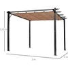 Outsunny Pavėsinė su reguliuojamu medžiaginiu stogu 3 x 4 m terasos stogelis