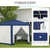 "Outsunny Pavilion" 4x3 m šešiakampis vandeniui atsparus stabilus žiemą atsparus paviljonas su tinkleliu nuo uodų Vakarėlių palapinė Sodo palapinė su 6 šoniniais skydais Sodo paviljonas kempingui sode, mėlyna