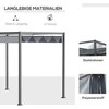 „Outsunny“ pergola 4x3m, sodo pavėsinė, plieno terasos stogas, sodo pavėsinė su reguliuojamu stogu, laisvai pastatoma, apsauga nuo saulės terasai ir sodui, tamsiai pilka