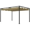 "Outsunny" paviljonas 4x3 m, plieno terasos stogas, sodo paviljonas su reguliuojamu stogu, laisvai pastatomas, apsauga nuo saulės, skirtas terasai ir sodui, chaki spalvos