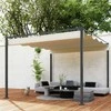 "Outsunny" paviljonas, maždaug 3x3 m, metalinis terasos stogas, sodo paviljonas su reguliuojamu stogu, laisvai pastatomas, apsauga nuo UV spindulių 30+, skirtas terasai ir sodui, smėlio spalvos