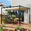 "Outsunny" paviljonas, maždaug 3x3 m, metalinis terasos stogas, sodo paviljonas su reguliuojamu stogu, laisvai pastatomas, apsauga nuo UV spindulių 30+, skirtas terasai ir sodui, kreminės baltos spalvos