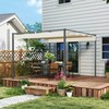 "Outsunny" paviljonas, maždaug 3x3 m, metalinis terasos stogas, sodo paviljonas su reguliuojamu stogu, laisvai pastatomas, apsauga nuo UV spindulių 30+, skirtas terasai ir sodui, smėlio spalvos