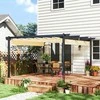 "Outsunny" paviljonas, maždaug 4x4 m, sodo paviljonas, aliumininis terasos stogas, sodo paviljonas su reguliuojamu stogu, laisvai pastatomas, apsauga nuo saulės terasoje ir sode, smėlio spalvos