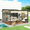 "Outsunny" paviljonas, maždaug 4x4 m, sodo paviljonas, aliumininis terasos stogas, sodo paviljonas su reguliuojamu stogu, laisvai pastatomas, apsauga nuo saulės terasoje ir sode, smėlio spalvos
