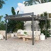 "Outsunny" paviljonas "Pergola Pavilion", maždaug 3,5x3 m, aliuminis Stabilus žiemos apsaugai nuo saulės su reguliuojamu stumdomu stogu, laisvai pastatomas sodo paviljonas, terasos dangtis, skirtas sodo balkonui, pilkas