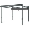 "Outsunny" paviljonas "Pergola Pavilion", maždaug 3,5x3 m, aliuminis Stabilus žiemos apsaugai nuo saulės su reguliuojamu stumdomu stogu, laisvai pastatomas sodo paviljonas, terasos dangtis, skirtas sodo balkonui, pilkas