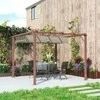 "Outsunny" paviljonas su magnetiniu kilimėliu, maždaug 3x3 m, terasos stogas iš aliuminio, sodo paviljonas su reguliuojamu stogu, laisvai pastatomas, apsauga nuo UV spindulių 30+, skirtas terasai ir sodui, natūrali mediena