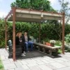 "Outsunny" paviljonas su magnetiniu kilimėliu, maždaug 3x3 m, terasos stogas iš aliuminio, sodo paviljonas su reguliuojamu stogu, laisvai pastatomas, apsauga nuo UV spindulių 30+, skirtas terasai ir sodui, natūrali mediena