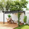 "Outsunny" paviljonas su reguliuojamu stogu, maždaug 3x3 m paviljono stogas, sodo paviljonas iš aliuminio, montuojamas prie sienos, reguliuojamas stogas, apsauga nuo saulės kiemui ir sodui, tamsiai pilkos spalvos