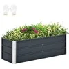 Outsunny Plieninė pakelta sodo lysvė su pirštinėmis - pilka 125 x 47 x 40 cm