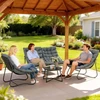 Outsunny plieno sodo baldų komplektas 4 asmenims, atsparus oro sąlygoms, balkonų baldų rinkinys su 2 vietų sofa, foteliu, šoniniu staliuku ir sėdynių pagalvėlėmis, lauko baldų komplektas, terasos baldai pilkos spalvos