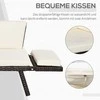 Outsunny Poliratano sodo sofa, 2 sėdimų vietų sodo baldai, sulankstomi porankiai 129 x 63 x 67 cm