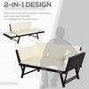 Outsunny Poliratano sodo sofa, 2 sėdimų vietų sodo baldai, sulankstomi porankiai 129 x 63 x 67 cm