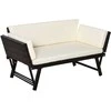 Outsunny Poliratano sodo sofa, 2 sėdimų vietų sodo baldai, sulankstomi porankiai 129 x 63 x 67 cm