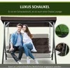Outsunny 3 vietų sodo sūpynės, suolelis su reguliuojamu stogeliu, su pagalvėlėmis, atlaiko iki 270 kg svorį, metalas, tekstilenas, ruda
