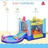 Pripučiamas batutas Outsunny, aštuonkojo dizaino, su čiuožykla, žaidimų pilis, batutas, vandens čiuožykla, baseinas, 3-8 metų vaikams, Oksfordo audinys