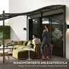 "Outsunny" Pritvirtinama pavėsinė pavėsinė su stogu, vandenį atstumiantis pavėsinės stogelis, laisvai stovinti sodo pavėsinė, kiemo pavėsinės stogelis, apsaugantis nuo saulės, skirtas kiemo sodui, maždaug 3x5x2,5 m tamsiai pilka