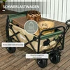 "Outsunny" rankinis vežimėlis Sulankstomas vežimėlis su rankena, paplūdimio vežimėlis, sodo vežimėlis su krepšiu, pakraunamas iki 100 kg, Oksfordas, chaki