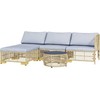 Lauko baldų komplektas "Outsunny" rotango sodo baldų komplektas, 5 dalių balkono baldų komplektas su pagalvėlėmis, su kampine sofa, taburetėmis, terasos baldų komplektas, plienas, šviesiai pilka spalva
