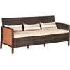 "Outsunny" rotango sodo poilsio sofa trivietė su pagalvėlėmis, plienas, ruda, 173 x 68 x 78 cm