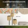 "Outsunny" saulės grindų lempa rotango saulės lempos su šviesos jutikliu 3 žibintai lentynos saulės šviesos Boho stilius IP44 vandeniui atsparus saulės žibintas lauko lempa saulės žibintas sodo balkonui lauko vejos Ø37 x 144H cm
