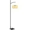 "Outsunny" saulės grindų lempos rotango saulės lempos su šviesos jutikliu Automatinis boho stiliaus saulės šviesos IP44 vandeniui atspari saulės lempa lauko lempa saulės žibintas sodo balkonui lauko vejos kiemui