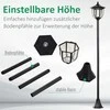 Outsunny saulės energija veikiantis sodo šviestuvas, LED sodo žibintas su 30/60 liumenų, plastikas, juodas, Ø26,5 x A177 cm