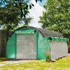 "Outsunny" šiltnamis 4 x 3 x 2 m plėvelinis šiltnamis su 8 langais, ritininėmis durimis, susukamomis šoninėmis sienelėmis, UV spinduliams atsparus plėvelinis tunelis, žiemai atsparus pomidorų namelis su gruntiniu inkaru, žalias