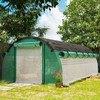 "Outsunny" šiltnamis 6 x 3 x 2 m plėvelinis šiltnamis su 12 langų, ritininėmis durimis, susukamomis šoninėmis sienelėmis, UV spinduliams atsparus plėvelinis tunelis, žiemai atsparus pomidorų namelis su gruntiniu inkaru, žalias