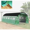 "Outsunny" šiltnamis 6 x 3 x 2 m plėvelinis šiltnamis su 12 langų, ritininėmis durimis, susukamomis šoninėmis sienelėmis, UV spinduliams atsparus plėvelinis tunelis, žiemai atsparus pomidorų namelis su gruntiniu inkaru, žalias