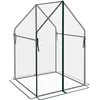 Outsunny plėvelinis šiltnamis, šiltnamis, šiltadaržis su dvigubomis durimis, vėjui atsparus pomidorų namelis, augalų namelis sodui, PE, skaidrus, 90 x 90 x 145 cm
