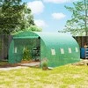 "Outsunny" šiltnamis su maždaug 4 x 3 x 2 m folijos šiltnamiu, 8 langais, susukamomis durimis, susukamomis šoninėmis sienelėmis, UV spinduliams atsparus folijos tunelis, žiemai atsparus pomidorų namelis su gruntiniu inkaru, žalias