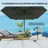 "Outsunny" skėčio konsolė aliuminis Ø 260 cm skėtis, vandeniui atsparus skėtis su stovu, alkūnė, apsauga nuo vėjo, pakreipiamas rinkos skėtis pakreipiamas sodo skėtis apsauga nuo saulės balkono sodo terasai tamsiai pilka
