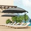 "Outsunny" skėčio konsolė aliuminis Ø 260 cm skėtis, vandeniui atsparus skėtis su stovu, alkūnė, apsauga nuo vėjo, pakreipiamas rinkos skėtis pakreipiamas sodo skėtis apsauga nuo saulės balkono sodo terasai tamsiai pilka