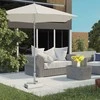 Outsunny skėčio stovas 25 kg, stovas pusapvaliam skėčiui su Ø32/38/48 mm kotu, granito pagrindas, pilkas