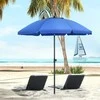"Outsunny" skėtis, Ø180 cm skėtis terasai su apsauga nuo UV spindulių, reguliuojamo pasvirimo paplūdimio skėtis, 8 strypai, skėtis sodui, balkonui, plienas, mėlynas