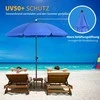 "Outsunny" skėtis, Ø180 cm skėtis terasai su apsauga nuo UV spindulių, reguliuojamo pasvirimo paplūdimio skėtis, 8 strypai, skėtis sodui, balkonui, plienas, mėlynas